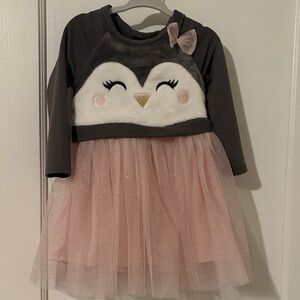 Zunie Girls Gray & Pink Penguin Tulle Dress